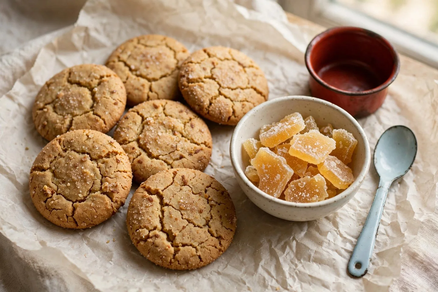 Ginger cookies and crystallized ginger